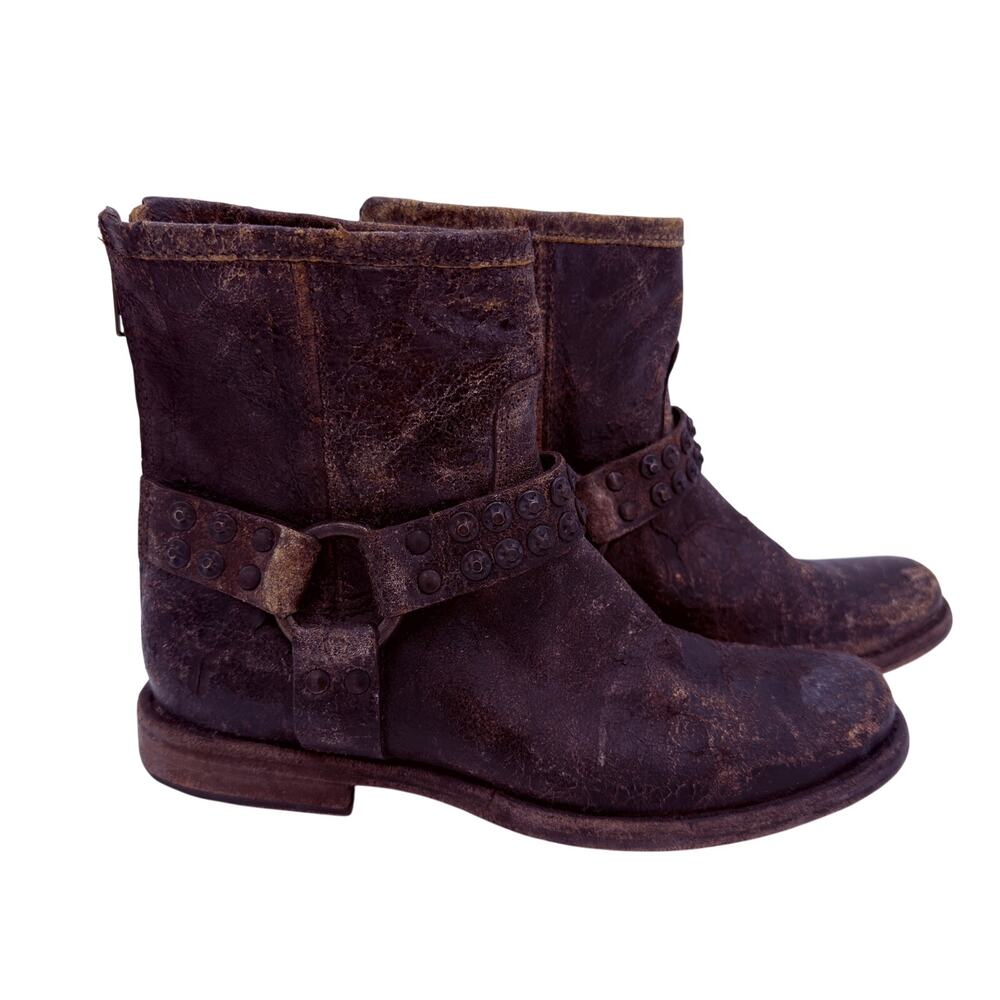 Frye Women's Phillip Studded Harness Moto Boots Size 5.5